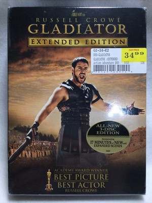 GLADIATOR Russel Crowe 3 Disc Extended Edition Factory Sealed