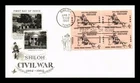 US COVER BATTLE OF SHILOH CIVIL WAR CENTENNIAL FDC BLOCK OF 4 ARTCRAFT