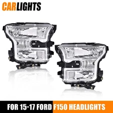 2X Chrome LED DRL Tube Projector Headlights Lights Fit For 2015-2017 Ford F150