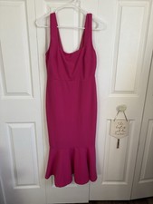 Lulus Moment Maker Pink Sleeveless Square Neck Midi Dress Trumpet Ruffle Medium