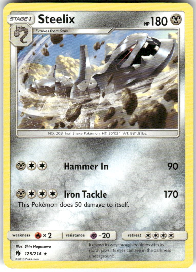 Steelix 125/214 Rare Lost Thunder Pokemon Lightly Played