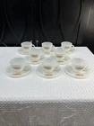 VTG Fire King Milk Glass Tulip Flower Floral Cup And Saucer 8 Sets