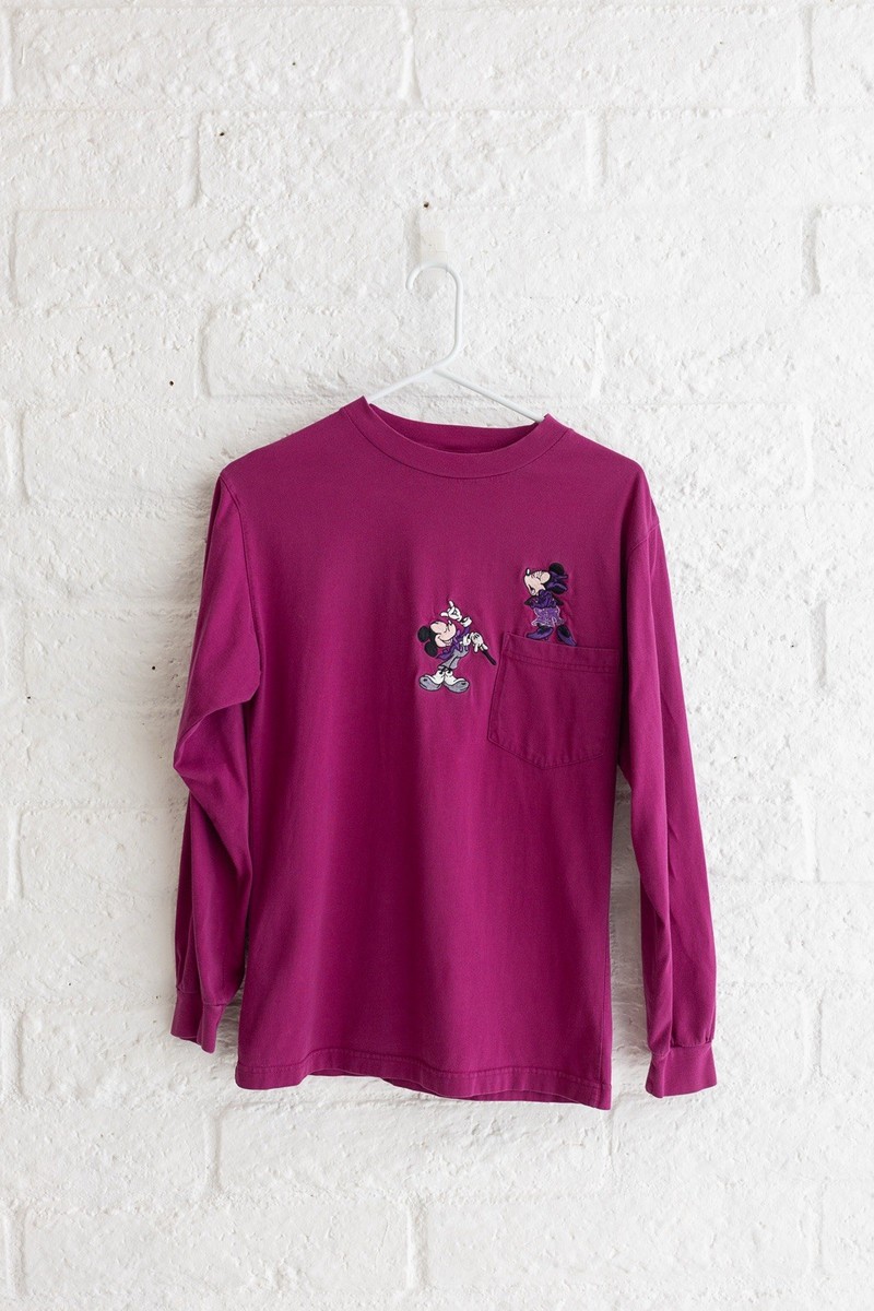 Vintage Disney Store Pink Minnie and Minnie Singing Long Sleeve Tee Size Small