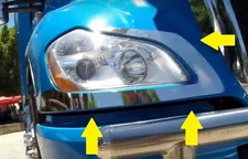 KENWORTH T680 HEADLIGHT STAINLESS STEEL TRIM BEZEL PAIR SET