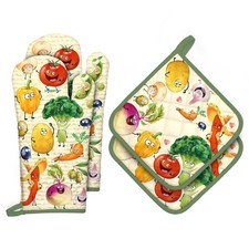 Gant de four et casseroles légumes lot de 4, 100 gants de cuisine en coton,...