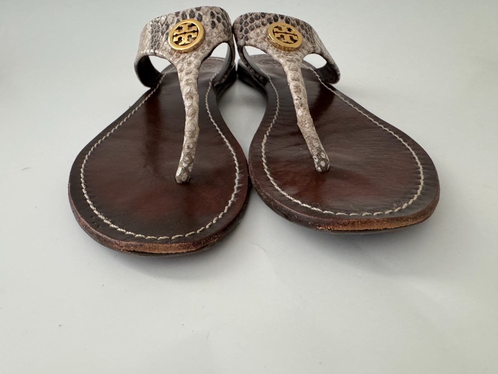 Tory Burch Women's Cameron Python Leather Gold Fl… - image 7