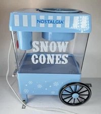 Nostalgia Snow Cone Machine SCM525BL Blue Cart Shaved Ice Tested & Works