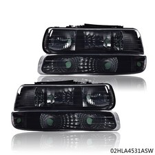 Fit For 99-02 Silverado00-06 Suburban 1 Pair Smoke Lens Black Housing Headlight Fit For 99-02 Silverado00-06 Suburban 1 Pair Smoke Lens Black Housing Headlight