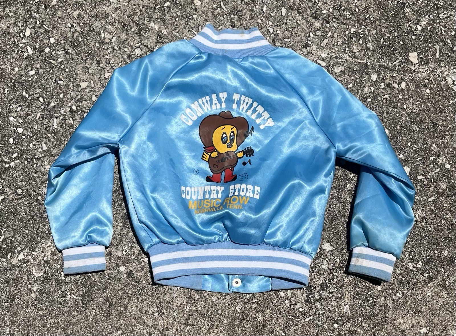 RARA giacca raso vintage anni 80 bambini taglia 2 4 Conway Twitty fila musicale Nashville TN