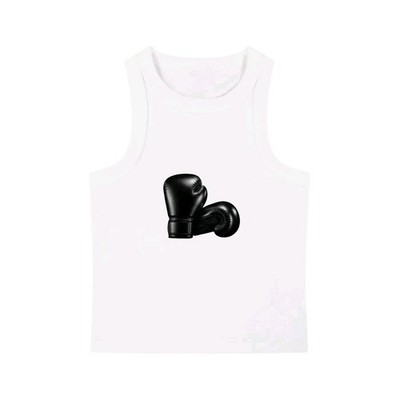 La mc de Neil Unisex M White/Black Boxing Gloves Graphic Tank Crew Neck