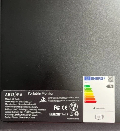 Arzopa S1 15.6” Portable Monitor – Full HD 1080P, HDMI/USB-C, Ultra Slim Display - Image 3 of 3