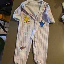 VTG Sesame Street Baby Sleep Pajamas French Terry Cookie Monster Elmo 14-18lbs