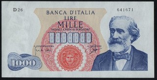 REPUBBLICA ITALIANA 1000 LIRE VERDI I TIPO 25 07 1964 R 3 QFDS