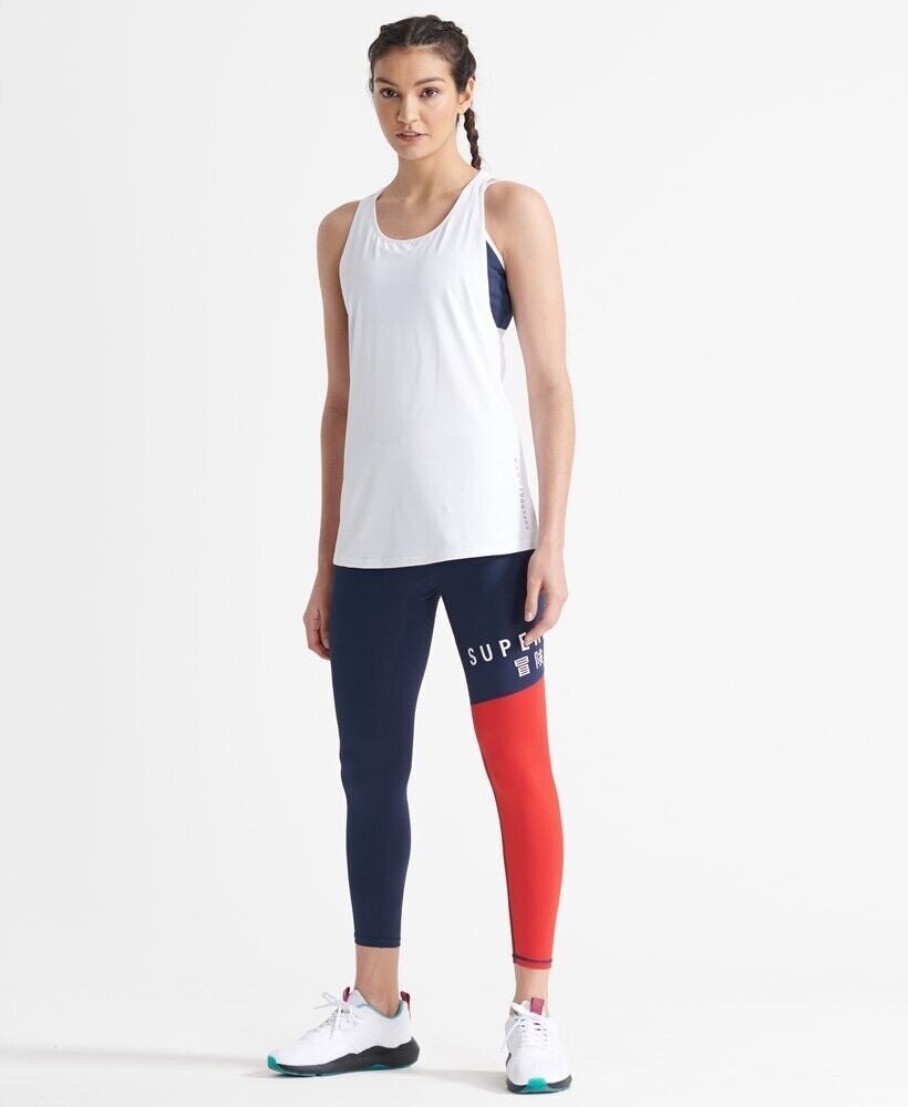 RRP£25 BNWT Superdry Training Strappy Tank Strap top White workout tshirt XL 16