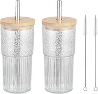 2 X 600Ml TrinkgläSer, Becher Mit Deckel Und Strohhalm, Trinkbecher