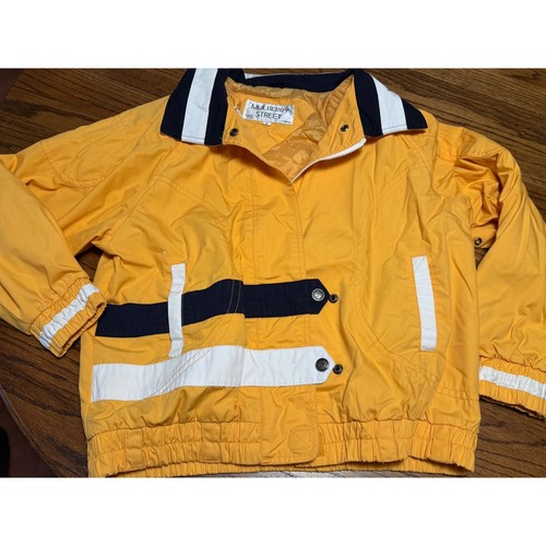 Mulberry, Giacca a vento Mulberry Street vintage colorblock giallo navy bianco piccola