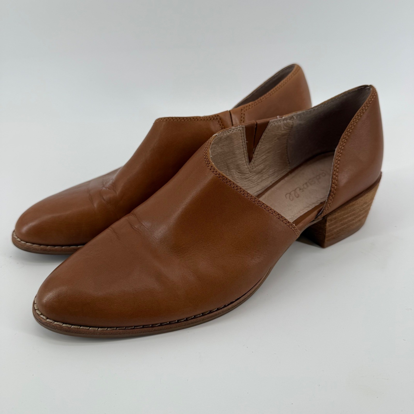Madewell The Lucie Shoe in Leather English Saddle Block Heel Women's Size 8