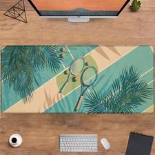 Tennis Racket Pattern Gaming Mouse Pad, Large Office Desktop Tropical Leaves ...