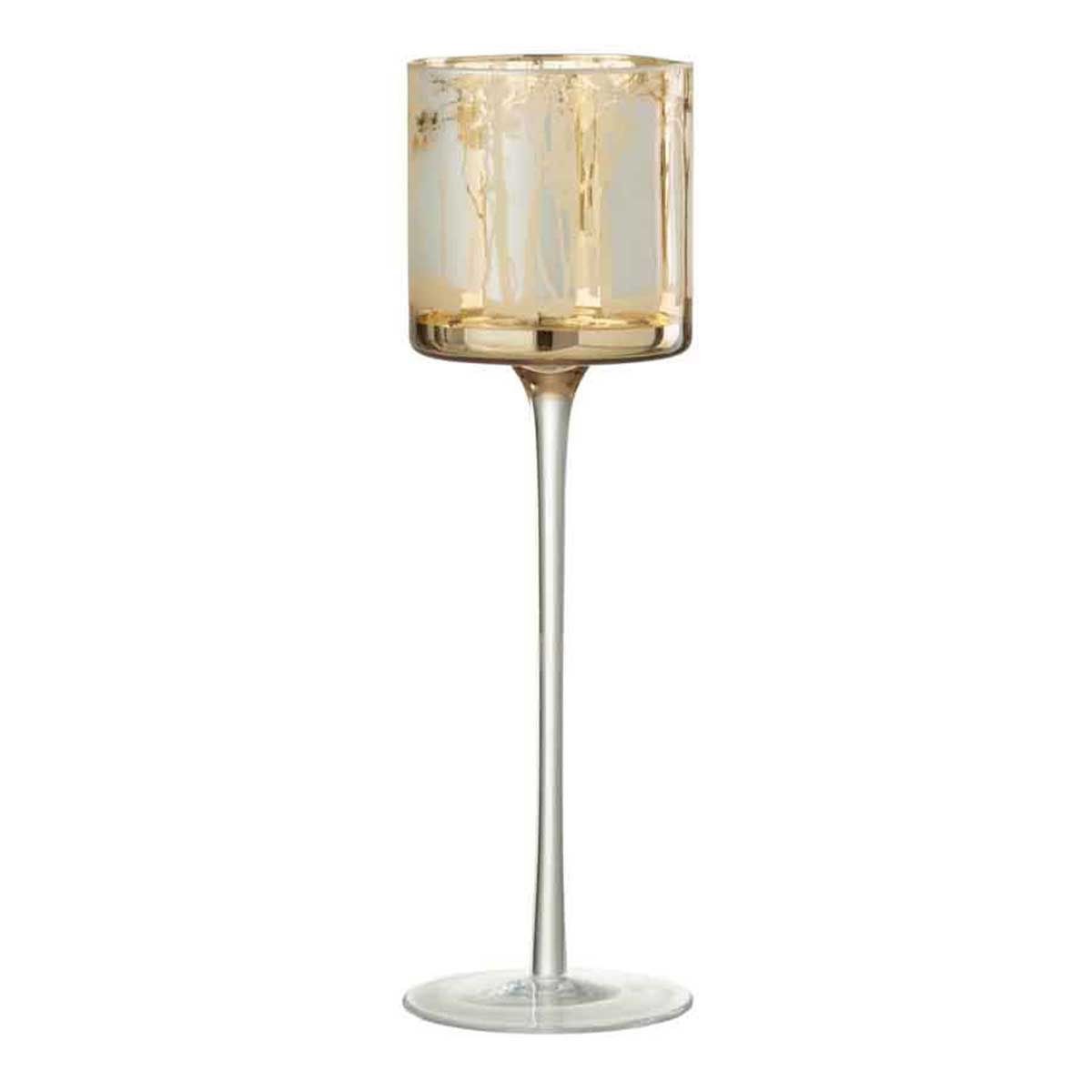 Photophore sur pied Arbre or 30cm en métal pour bougie