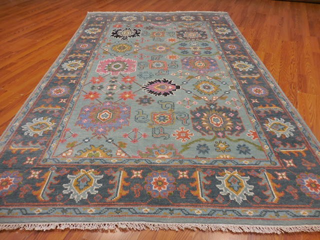 Turkish Oushak Rug, Modern Multicolored Handmade Bohemian Rug 6x9.3 Ft