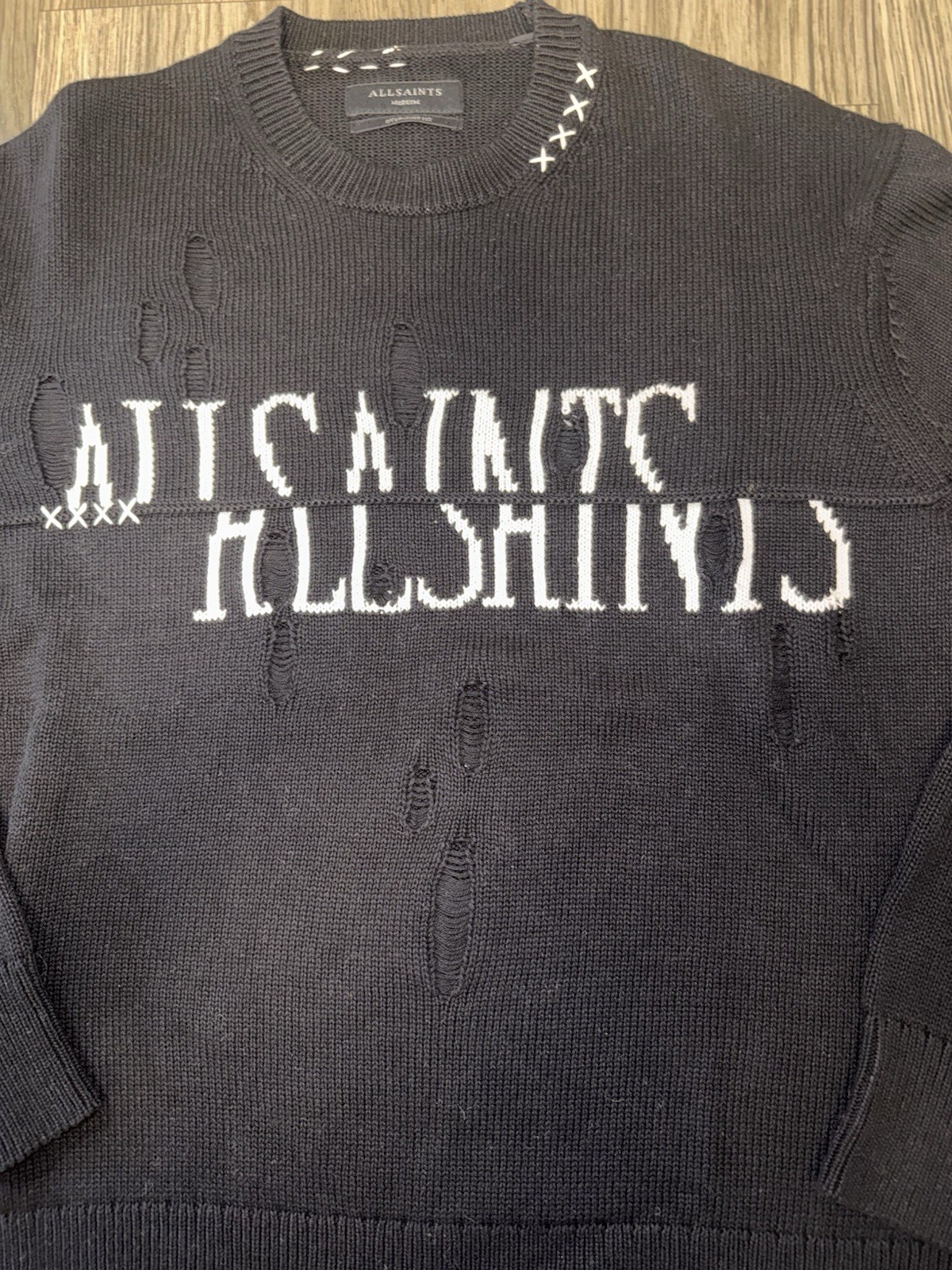 AllSaints Cotton Pullover Sweater Split Logo, Siz… - image 2