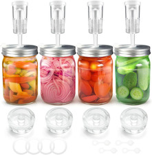 4 Pack Fermentation Kit, Stainless Steel Fermentation Lids and Glass Weights for