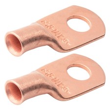 SELTERM 2pcs 8 AWG 1/4" Stud Wide Pad Copper Wire Lugs, Battery Lugs,Ring Ter...