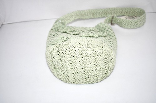 A NEW DAY gewebte Papier Stroh Eimer Tasche | Doppelte Riemen, Blumenborte in Grün Neu mit Etikett - Bild 5 von 5
