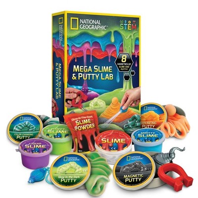 NATIONAL GEOGRAPHIC Mega Slime Kit & Putty Lab - 4 Types of Slime Plus 4 Type...