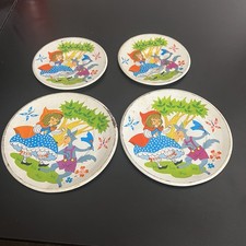 Vintage Litho Tea Set Child Children Play Set Dishes Little Red Riding Hood T2
