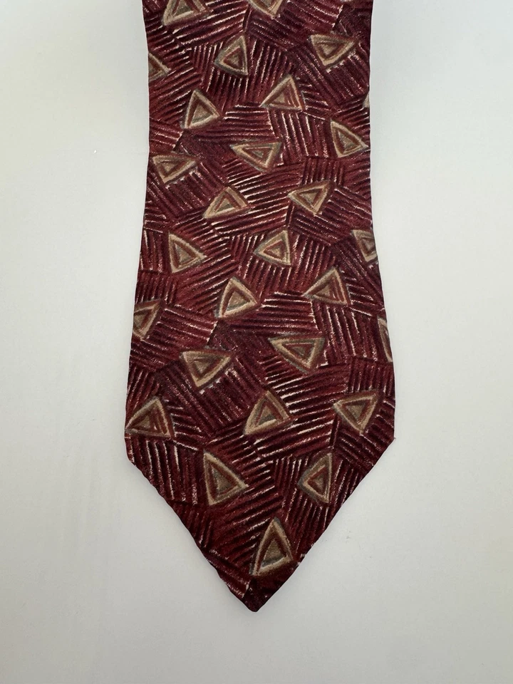 Stafford Men's 100% Silk Knit Geometric Neck Tie Burgundy Multi - Image 2 of 4