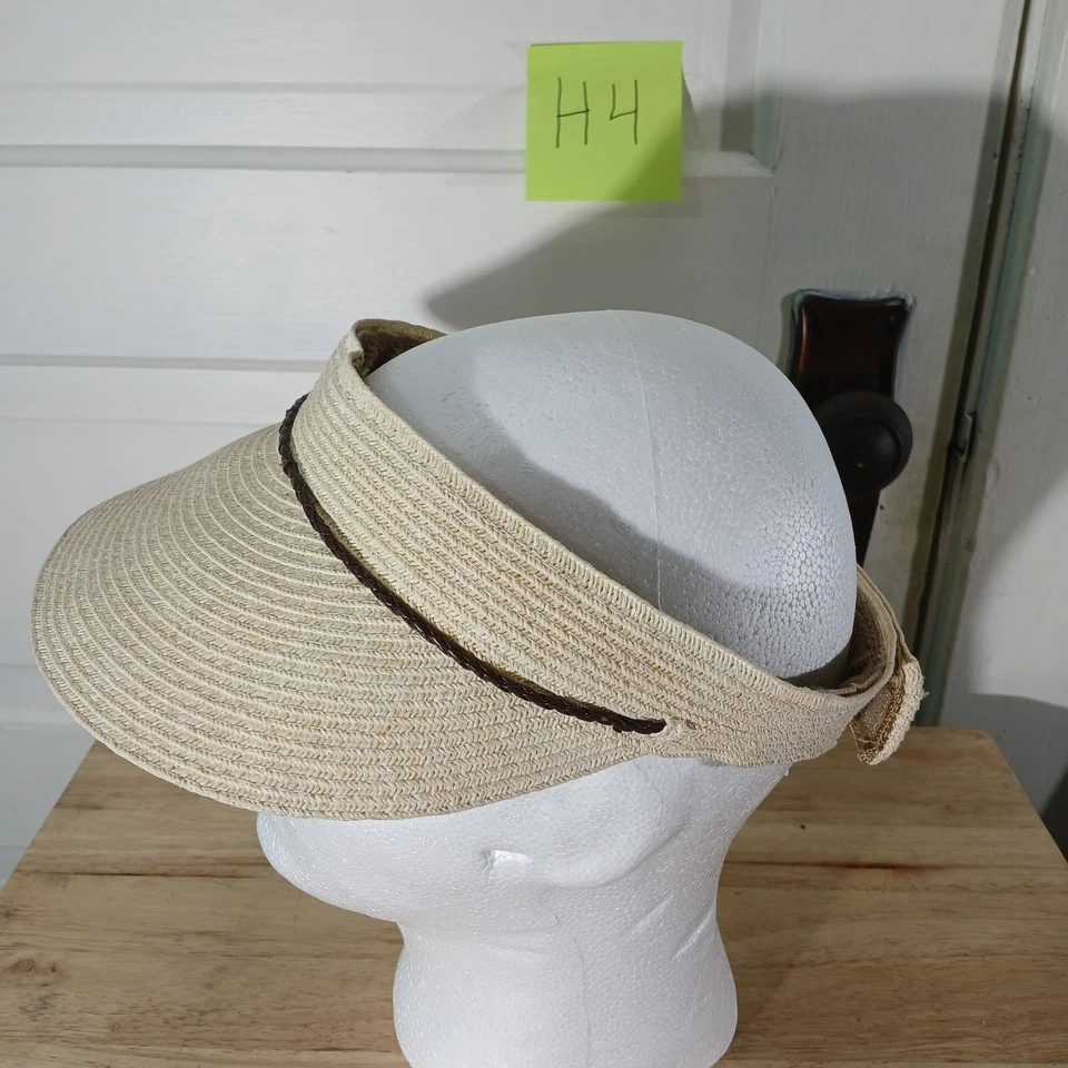 Nine West Straw Visor Hat Brown Braided Detail Summer Beach Vacation Style - Image 4 of 4
