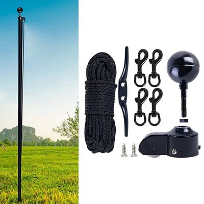 Runde schwarz plattiert Fahnenmast Kappe mit Seil Riemenscheibe Clip Kit f��r Ou