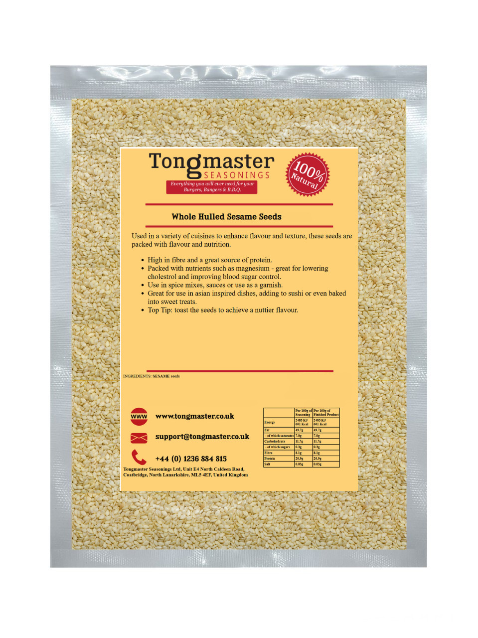 Whole Hulled Sesame Seeds - 100g
