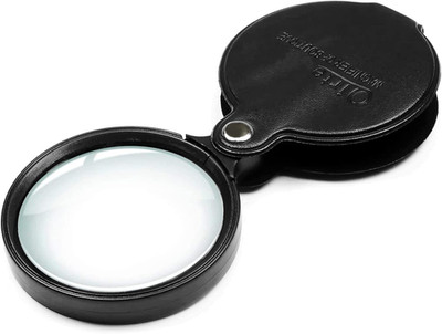 10X Small Pocket Magnifier Glass, Qirte Mini Folding Magnifying Lenses with Rota