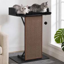 Modern Wood Cat Tree Tower for Indoor Large Adult Cats with Big Perch Bed 33.8