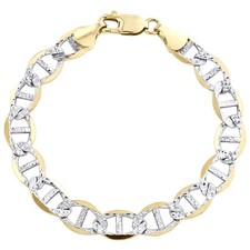 10K Yellow Gold 9.25mm Diamond Cut Solid Anchor Mariner Link Bracelet 8-9 Inch