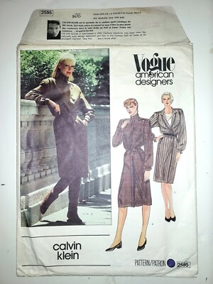 VOGUE Schnittmuster Calvin Klein 2595 Größe 10 UK Vintage Schnittmuster teilweise geschnitten