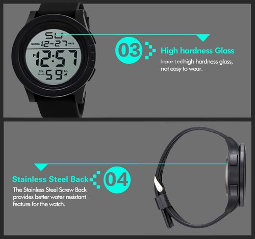 LED Waterproof Digital Quartz Fashion Watch Military Sport Men's Watch Gift - Picture 15 of 31