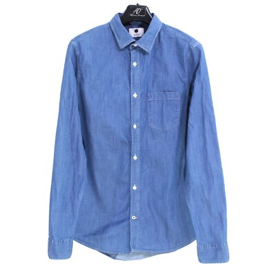 NN07 NO NATIONALITY FREDE Men Denim Shirt Size S Slim Fit Blue Cotton ma4627
