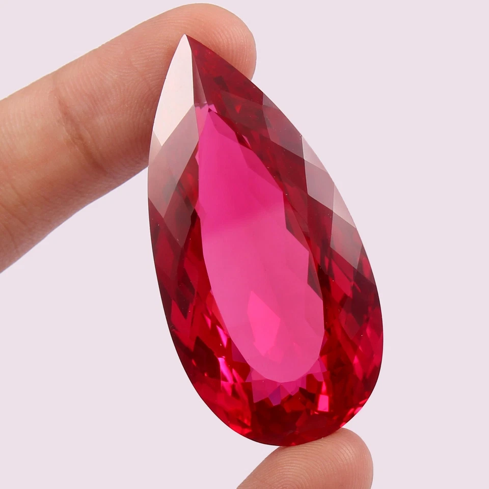 56.50 Ct Natural Mozambique Blood Red Ruby Pear Cut Loose Gemstone 36x20 mm - Image 2 of 4