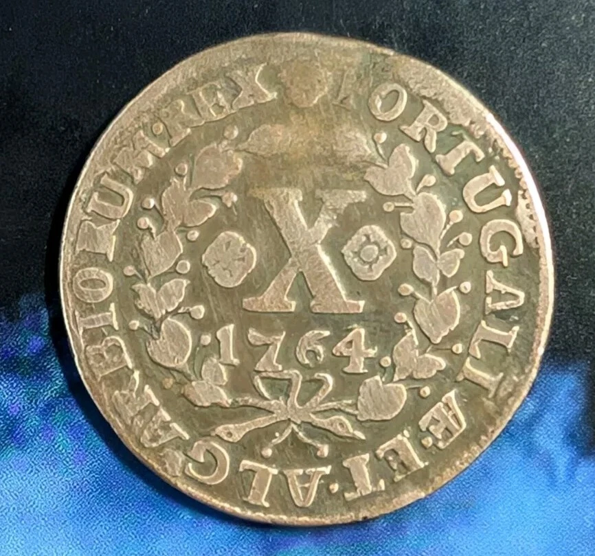 Monnaie Ancienne Du Portugal - 10 Reis 1734 En Cuivre (KM#217) - État Très Beau (TB)