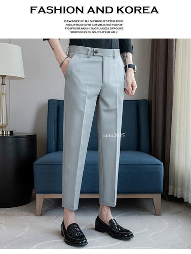 Summer New Stripe Fashion Pants Men Casual Elastic Business Formal Stretch Pants - Picture 19 of 27