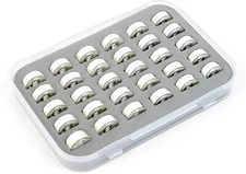 30 L Style Pre-wound White Bobbins with Box Organizers for Machine Embroidery
