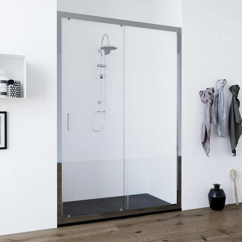 MARINELLIGROUP PORTA doccia scorrevole vetro TRASPARENTE da 6mm 100 120 130 140 cm FAGGIO