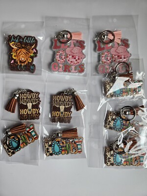 Lot Of 10 Country Western Themed Keychains Great Party Favors | eBay