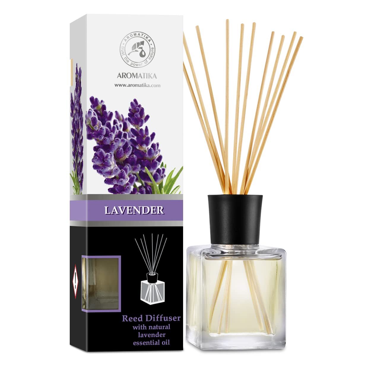 Reed Diffuser With Natural Essential Oil Lavender 6.8 Fl Oz Scented Reed Diffuse-image