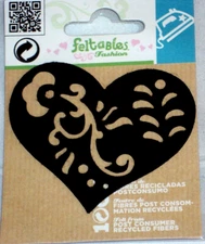 Feltables Fashion FILIGREE HEART Iron-On Applique –BLACK - 1 pc
