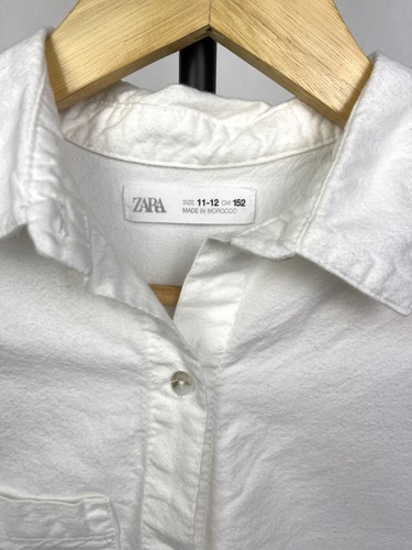 Zara Girls Long Sleeve Shirt Button Down White Size 11-12 Kids Cotton Blouse - Picture 10 of 10