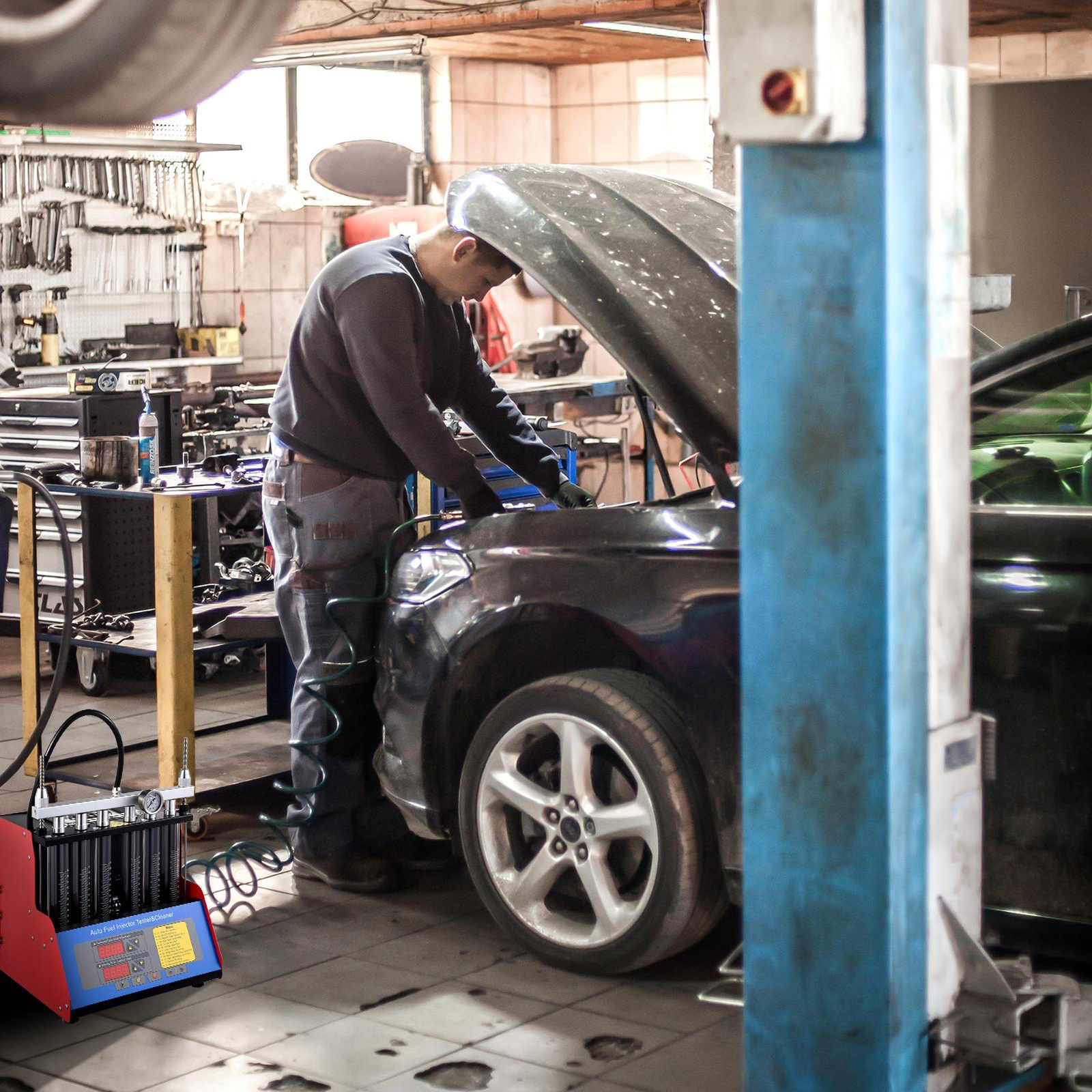 New Ultrasonic Fuel Injector Tester Cleaner Cleaning Machine 6 Cylinder 200W NEW